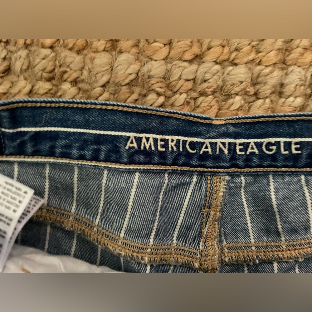 American Eagle Outfitters Vintage 90’s Y2k White Stripes Denim Size 8 Long - Picture 4 of 8